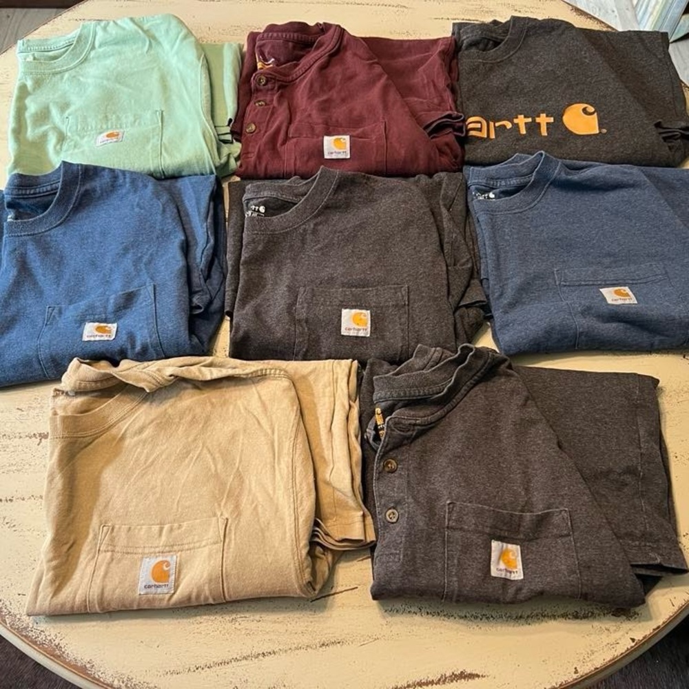 Carhartt T-Shirts in Green, Burgundy, Blue, and Gray